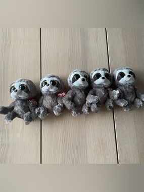 Ty Dangler Beanie Boo Sloth Plush - set of 5 brand new beanies. Ty Beanies sloth